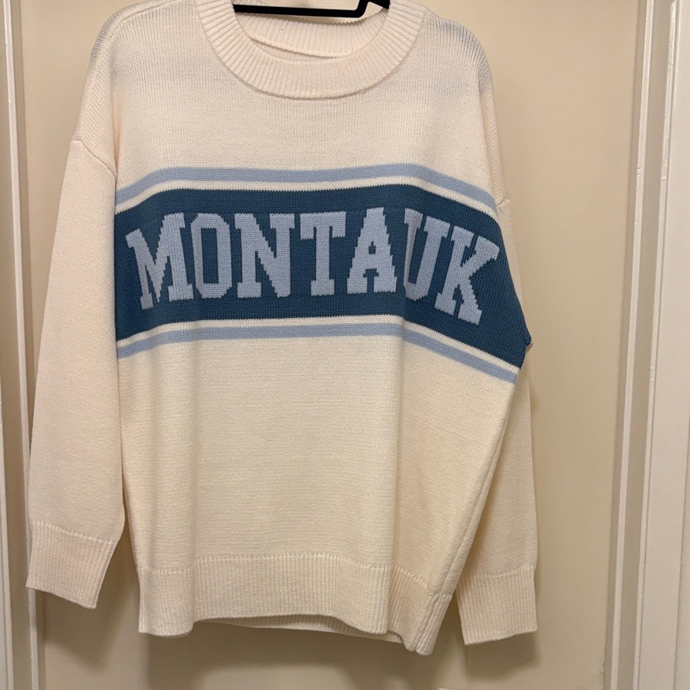 Cream and Blue oversized Montauk Sweater
